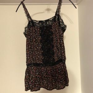 American floral black lace tank top NWT size xs